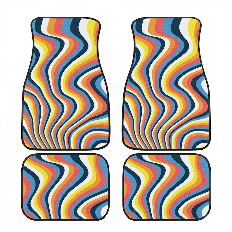 Retro Sensations Car Floor Mats - Colorful Vintage, Funky Car Decor, Groovy Car Accessory, 60s 70s, Caravan Van Conversion,