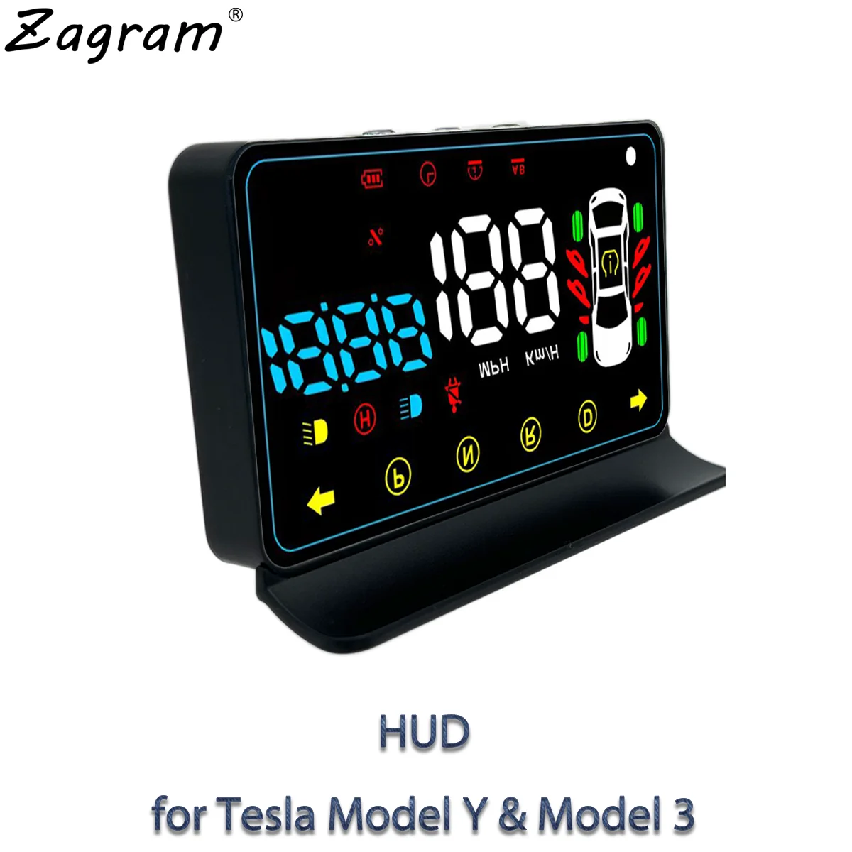 Tesla Model Y & Model 3 HUD Special Head Up Display Windshield Projector Speed Battery Power Percent Door Display Warning Indica