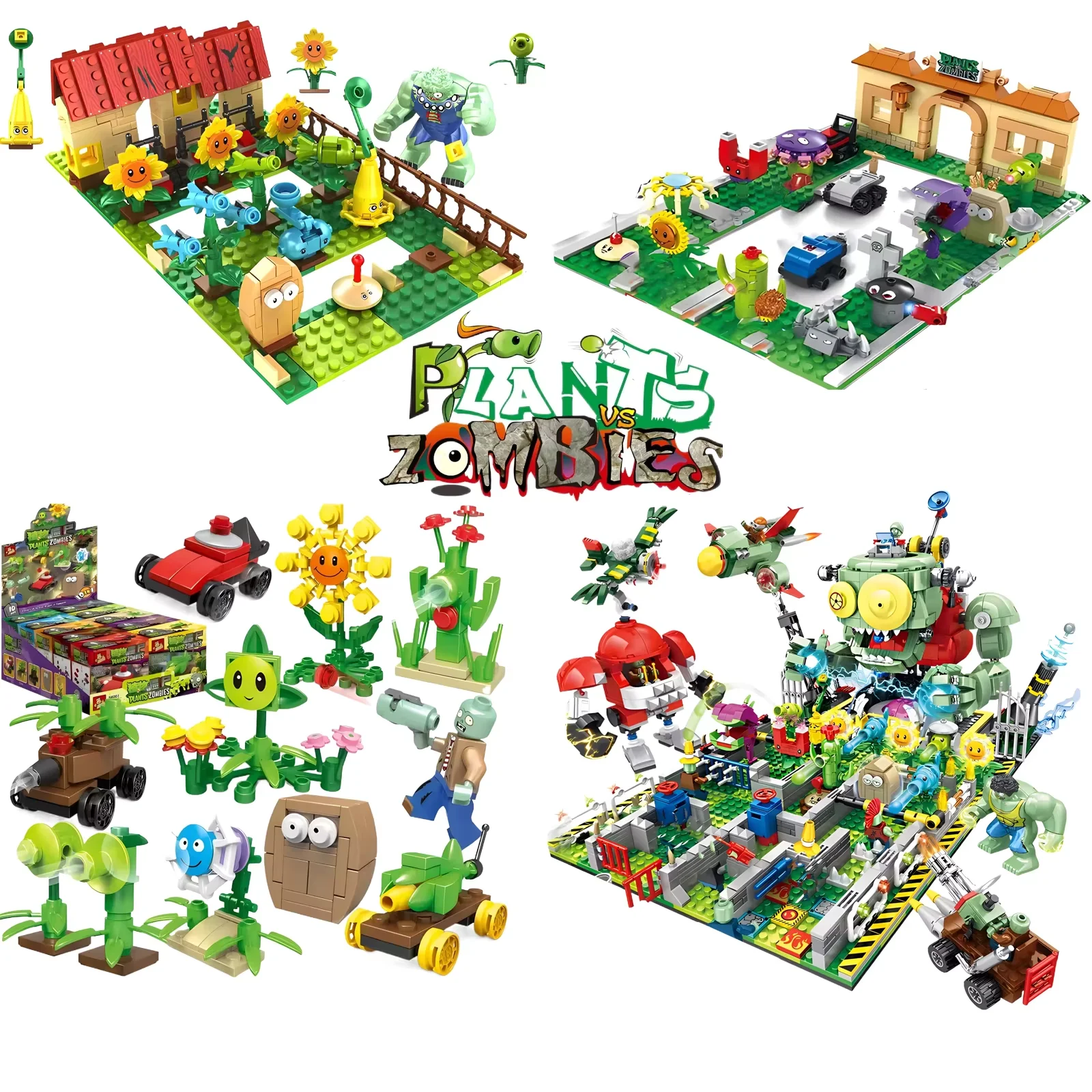 

Plants vs. Zombies Battle of Boss decisive Battle Building Blocks Set Peashooter Gatling Pea Shooter Фигурка Игрушка для детей Подарок