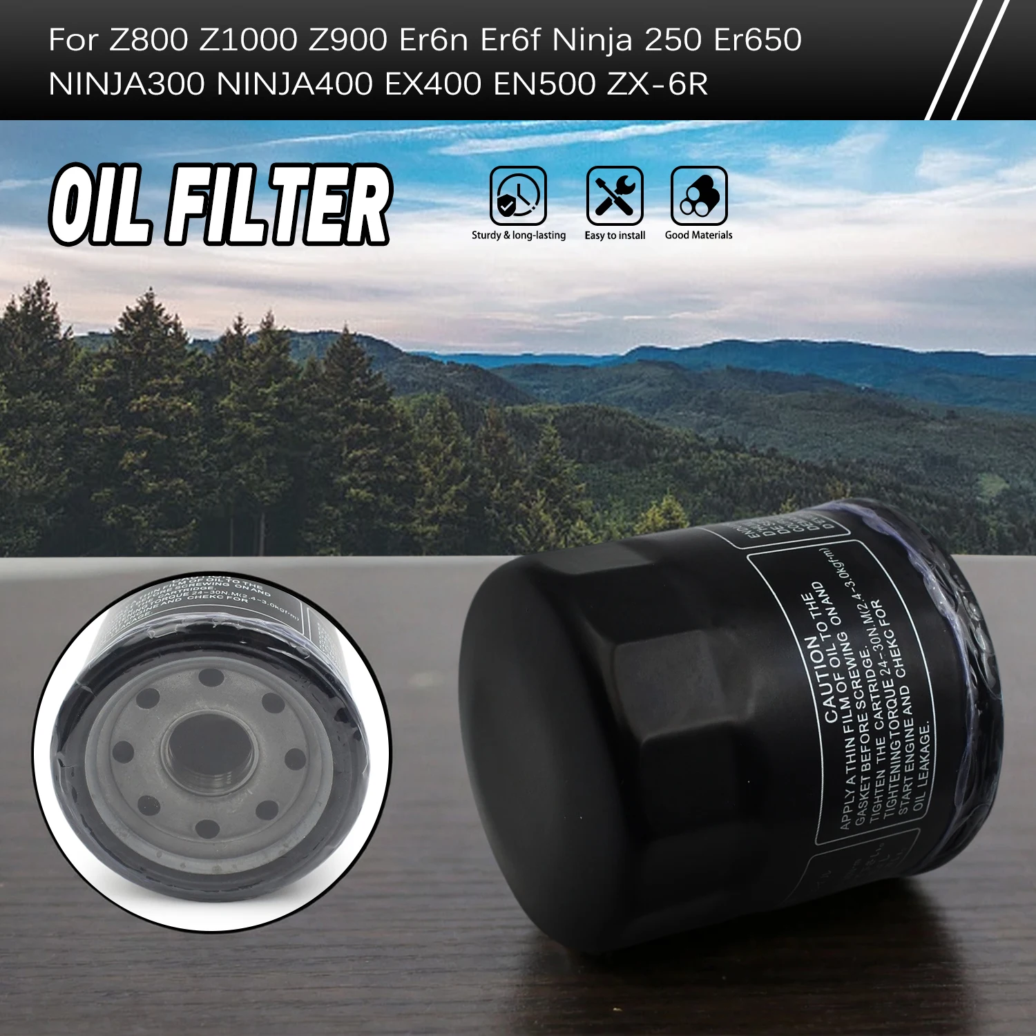 For Kawasaki Ninja 1000 650 ZX-6 ZX-6R ZX750 ZX-9R KLE650 Versys 650 1000 EN500 KLF400 Oil Filter 16097-0002-0008 1061-1072