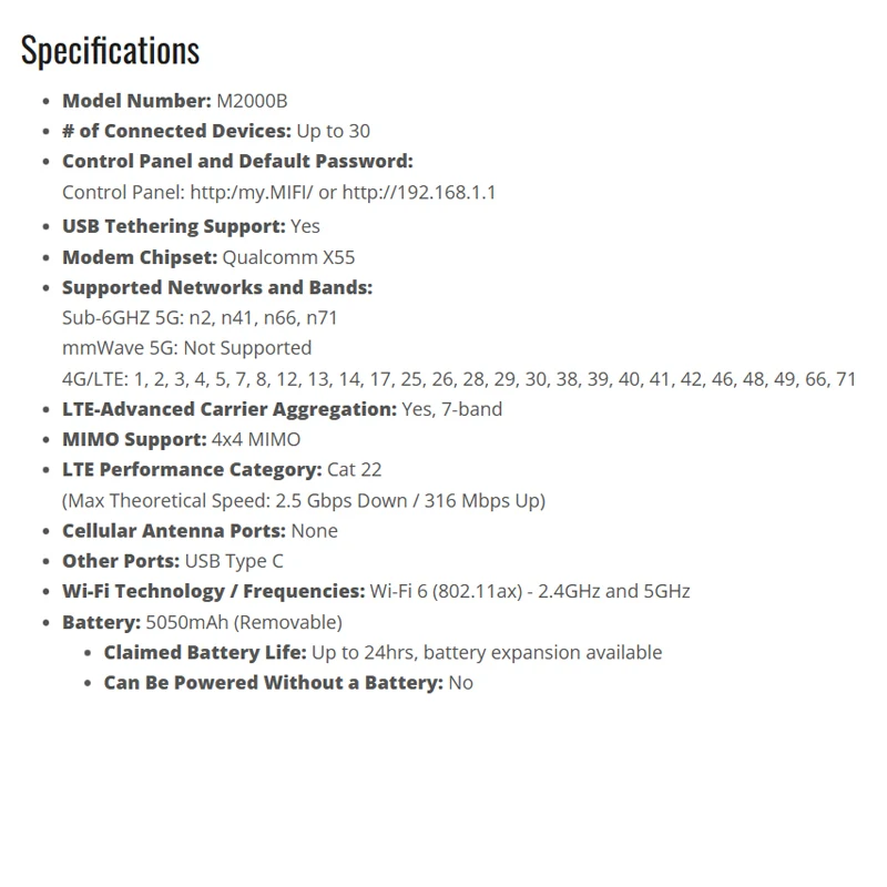 Inseego เราเตอร์อินเตอร์เน็ตไร้สายพกพา M2000B 5G ของแท้, โมเด็มปลดล็อคหน้าจอสัมผัสระดับ150Mbps ฮอตสปอตกลางแจ้งพร้อมรีพีตใส่ซิมช่องเสียบบัตร