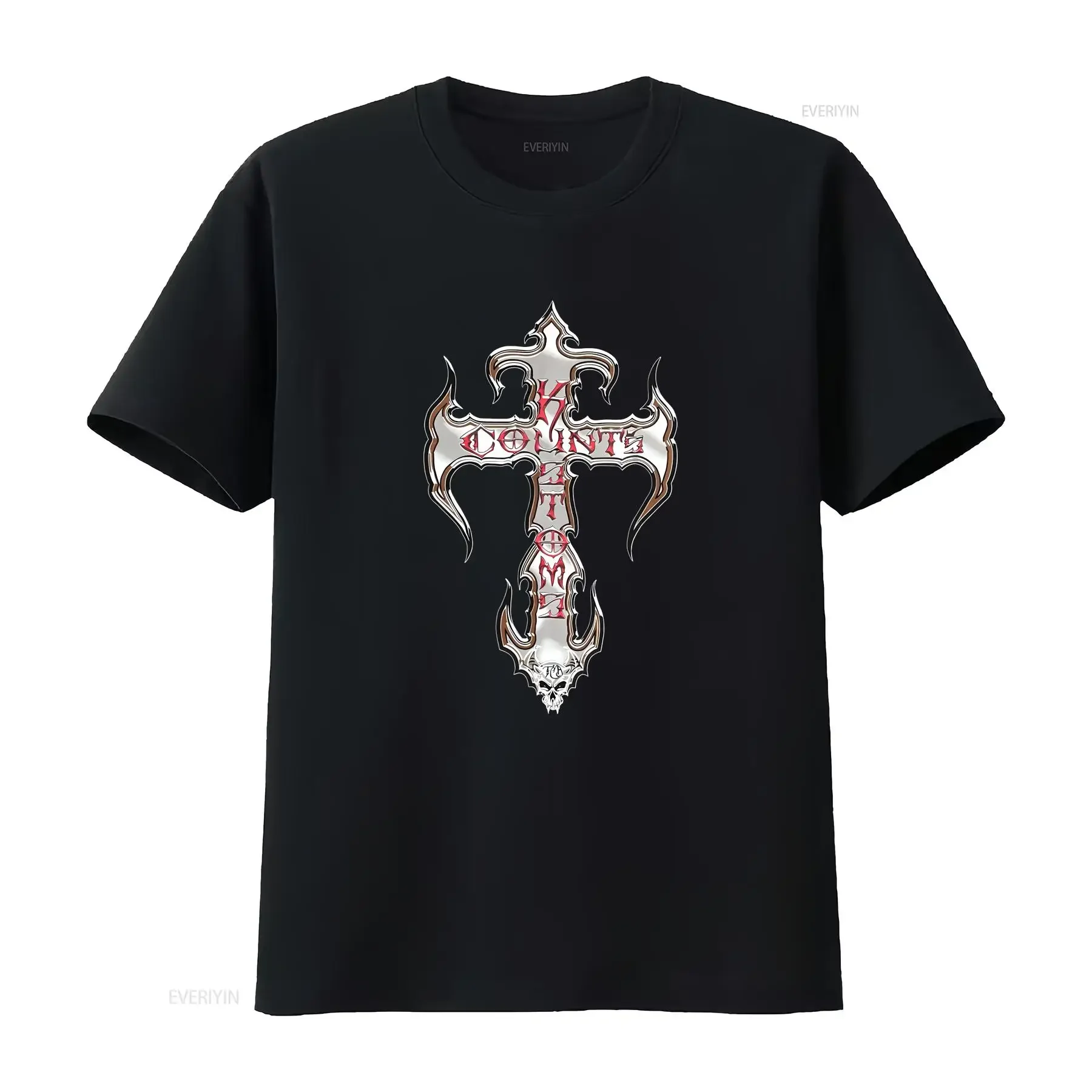 Kounts Kustoms Las Vegas Vtg Y2K 3D Cross Hot Rod Skull Grunge T Shirt L vintage Washed Stylish Slightly homme graphic Casual