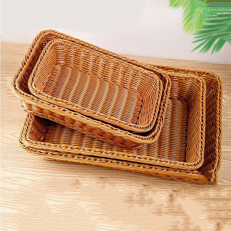 Woven Blue Fruit Plate French Bread Basket Hotel Barbecue Display Display Snack Candy Storage Basket Picnic Outdoor Supplies