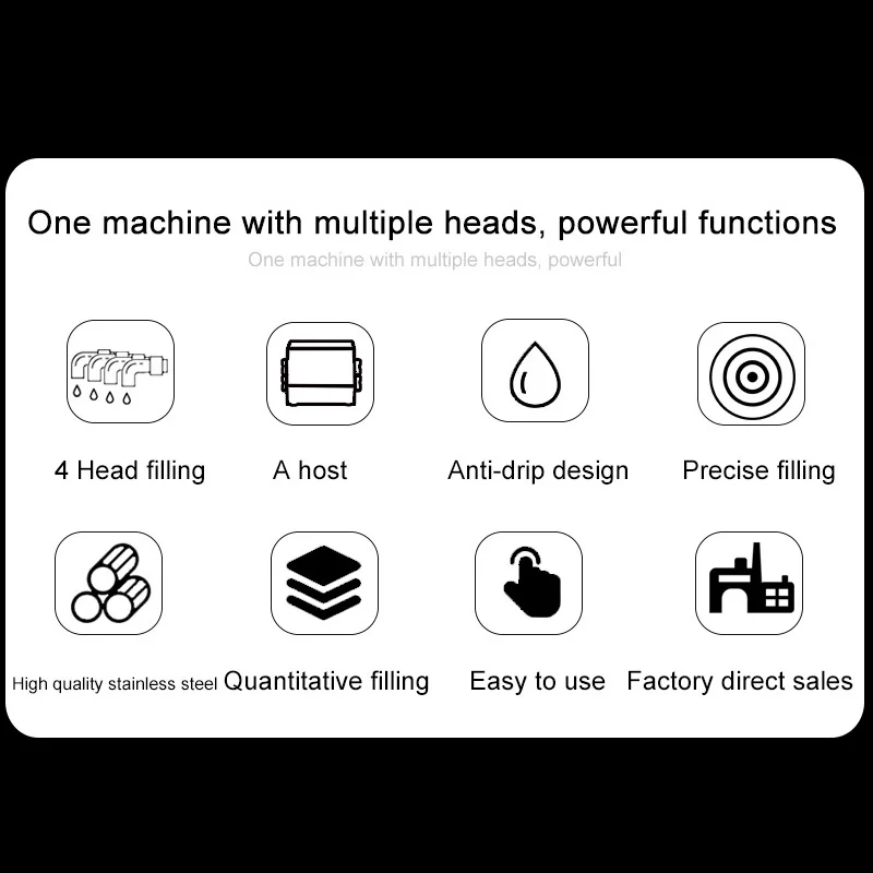 Automatische kleine 4-kops vloeistofvulmachine met transportband Nauwkeurig vullen Anti-druppelontwerp voor drankcosmetica-efficiëntie