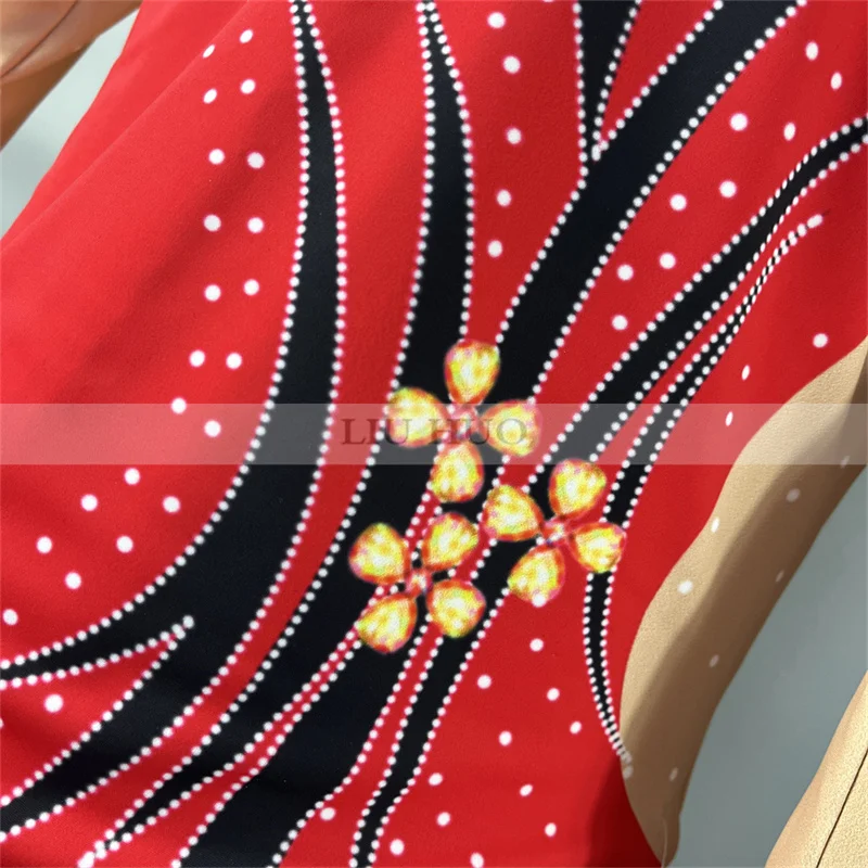 LIUHUO Frauen Mädchen Teenager Anpassen Ballett Kostüm Rot Leistung Wettbewerb Trikot Eis Eiskunstlauf Kleid Tanz Kind Roller