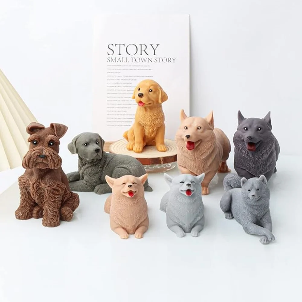 3D Huddling Kitten Sleeping Cat Silicone Molds Lying Puppy Corgi Animal DIY Craft Art Persian Cat Resin Soap Labrador Dog Tools
