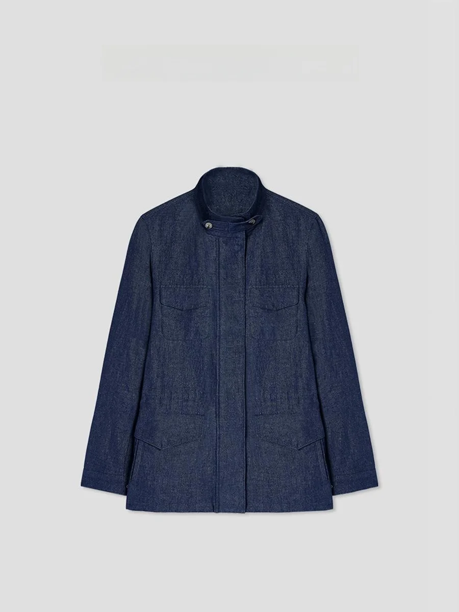 

Пальто Romi Studio Traveler Han Hanma из смесового хлопка с текстурой, с воротником-стойкой, прямого кроя, с зауженной талией, для женщин