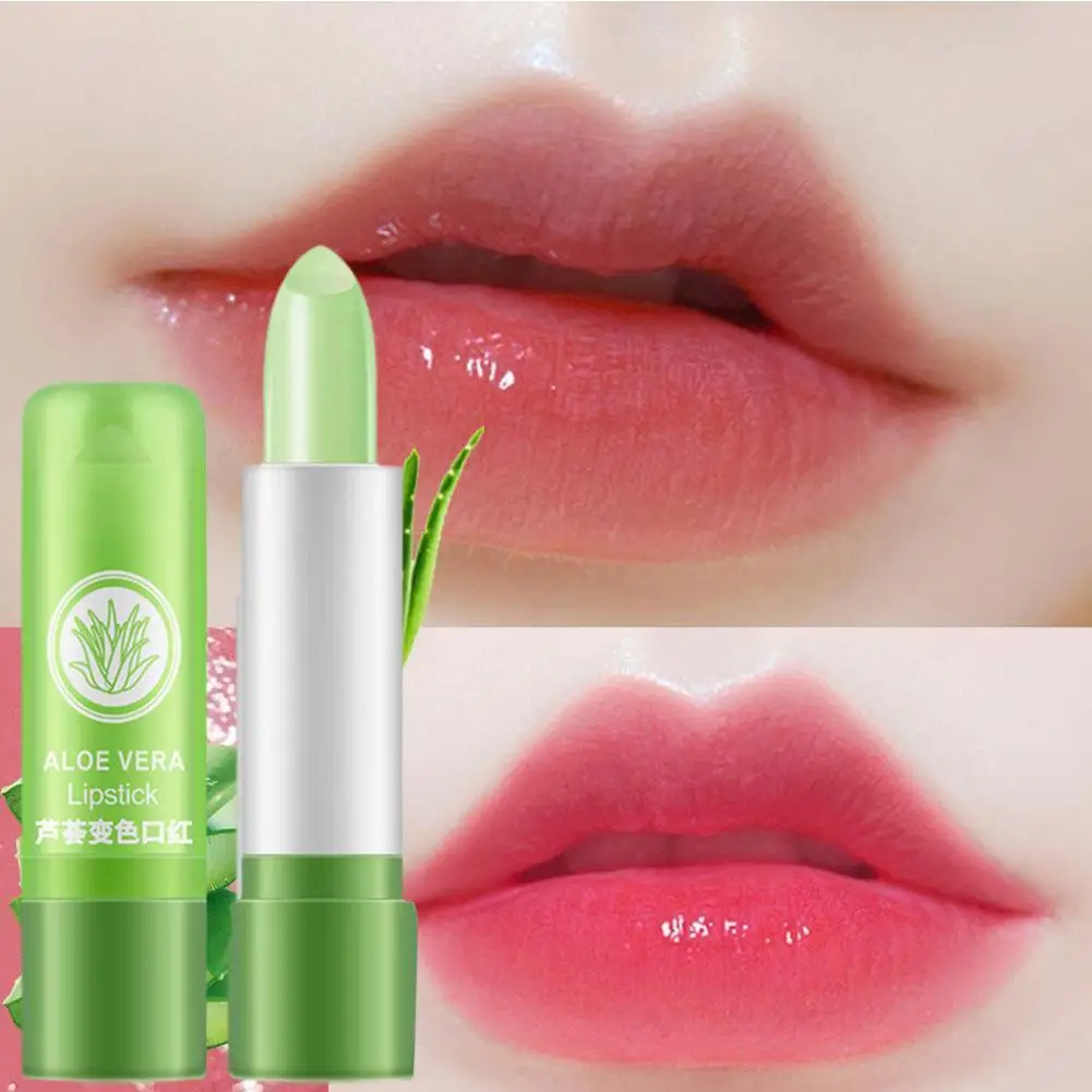 Aloe Vera balsamo per le labbra che cambia colore Lipgloss impermeabile rossetto antiaderente cambia idratante Anti-asciugatura temperatura Cosmet V3w4