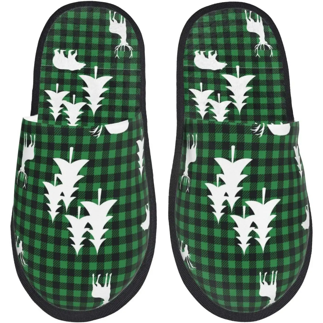 

Рождественская елка, зеленый клетчатый принт, женские нечеткие домашние и уличные зимние домашние тапочки без шнуровки, домашний и уличный плюшевый дом