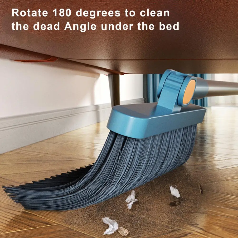 Long Handle Broom With Dustpan Set 180-Degree Angle Adjustment Stiff Bristles Buckle Type Broom Dustpan Set With Scraping Teeth