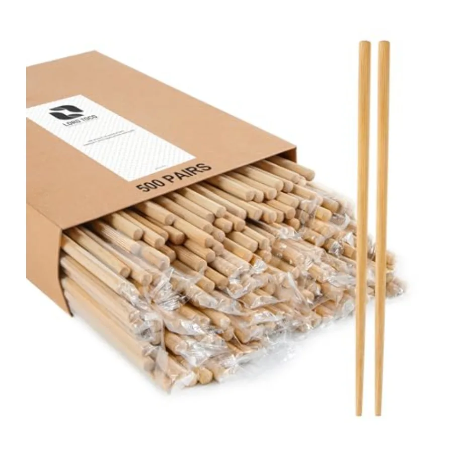 

0Pairs Bamboo Chopsticks Disposable Individually Wrapped Bulk Separated Round Premium Quality- 9.45in