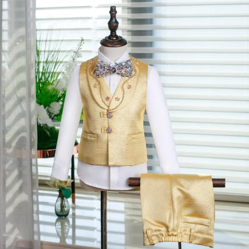 Direktverkauf ab Werk Kinderanzug-Set Maßgeschneiderte Größe und Farbe Jungen Blazer Anzug A4807 Hochzeit Bräutigam Junge Geburtstagsfeier Anzug – Detail 4