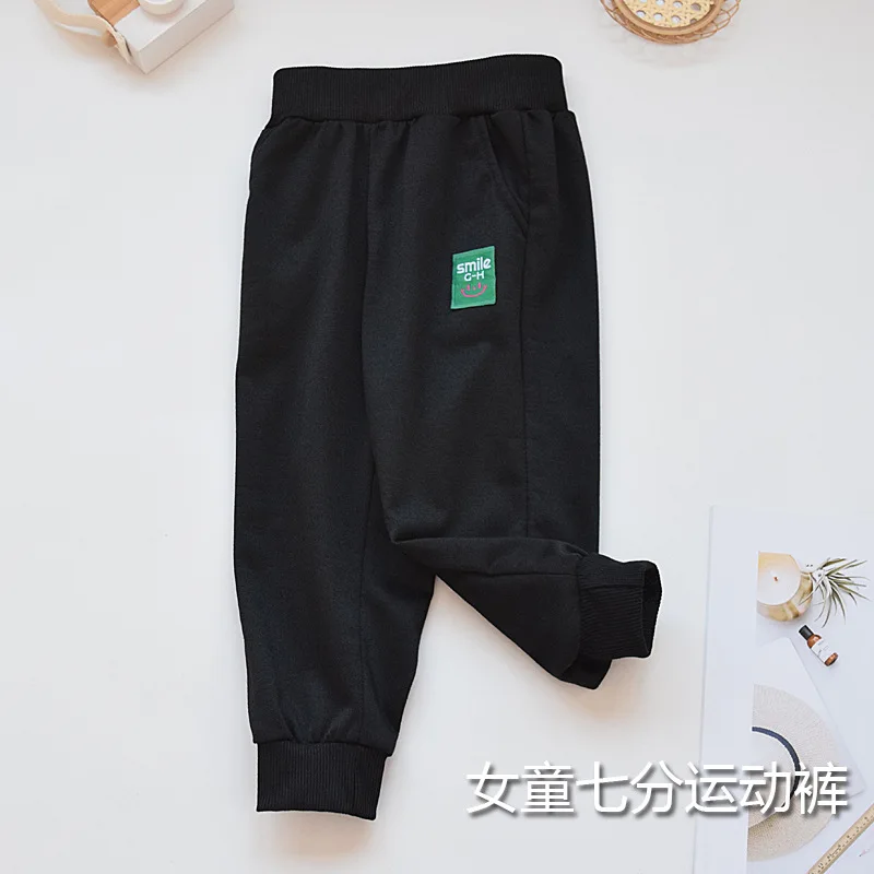 Girl Spring Autumn Pure Cotton Casual Long Pants Loose Outdoor Sports Pants Children Sweatpants Cuffs Kids Knitted Cotton Pants