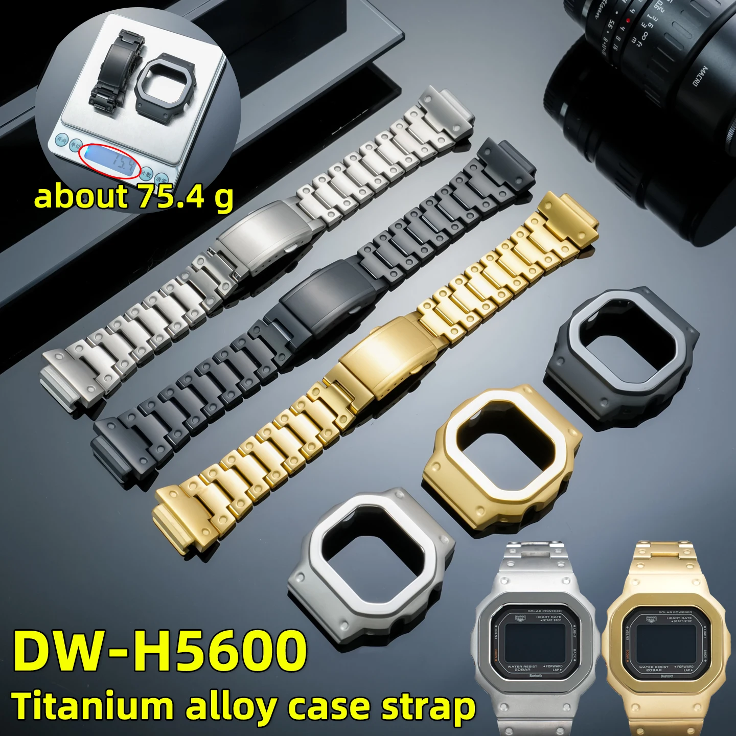 

Комплект для модификации из титанового сплава для Casio DW-H5600G-SHOCK, легкий металлический корпус и ремешок для замены, аксессуары для модификации часов.