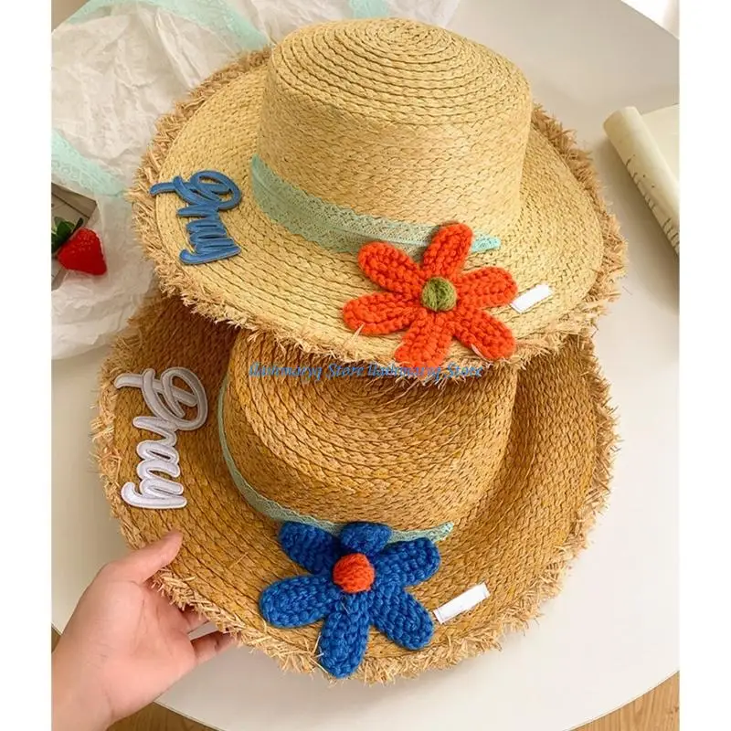 573B Lovely Flat Top Straw Hat With Ribbon Embellishment For Casual And Prom Wear
