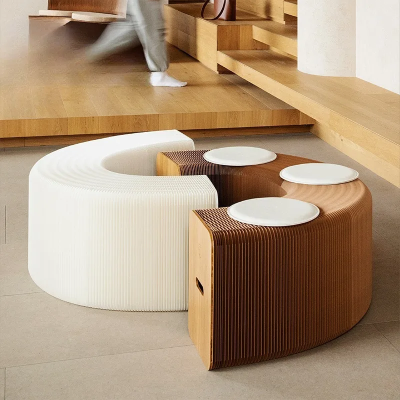 Retractable folding bench, bedside bench, stackable creative multi-functional home low stool