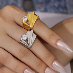 Chic Triangle Designer Copper Rings For Women Gold Plated Ring Fashion Charm Jewelry Gift Wholesale