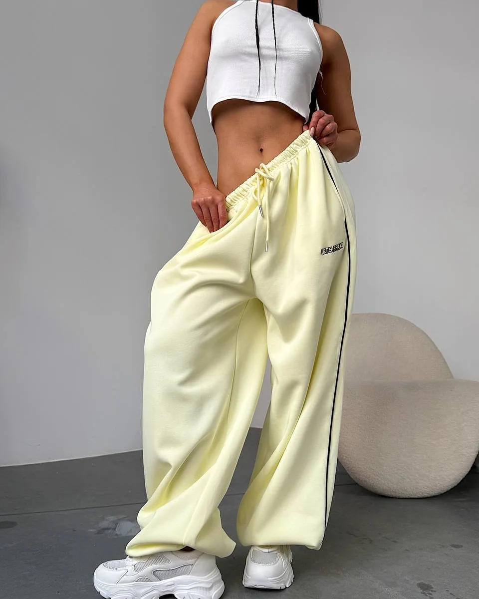 Pantalones de chándal holgados para mujer, pantalones deportivos de moda Harajuku para otoño e invierno, pantalones Vintage Y2k estéticos bordados