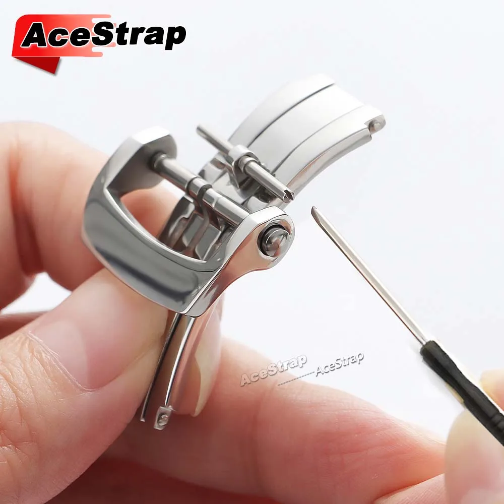 20mm Watch Buckle for Blancpain Watch Strap Clasp Stainless Steel Pin Buckles Deployment Silver Button Folding Buckle with Tool - view 4
