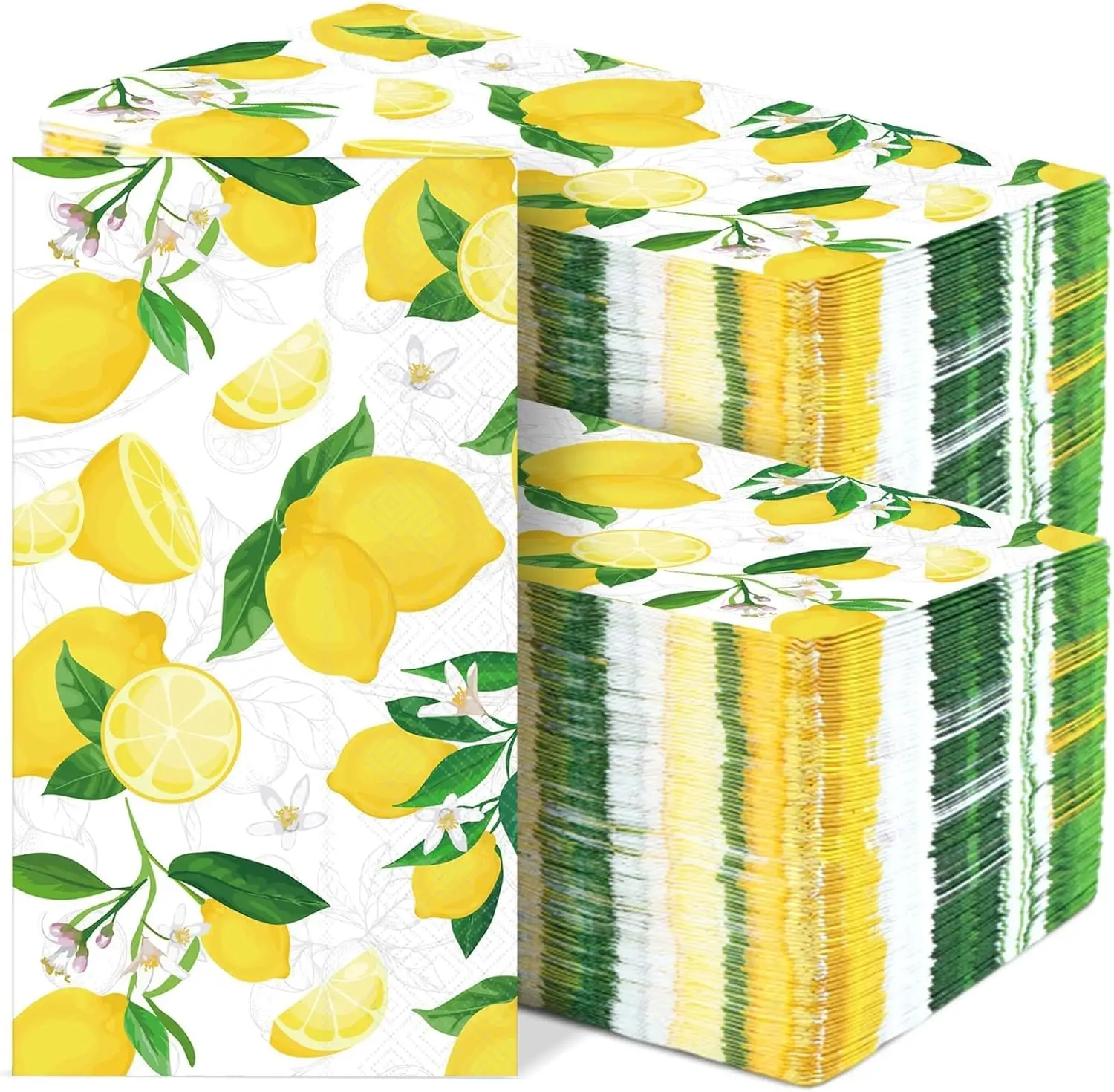 

100 Lemon Napkins Yellow Citrus Guest Towel Disposable Hand Paper Napkins for Summer Spring Bathroom Lime Tropical Tea Dinner