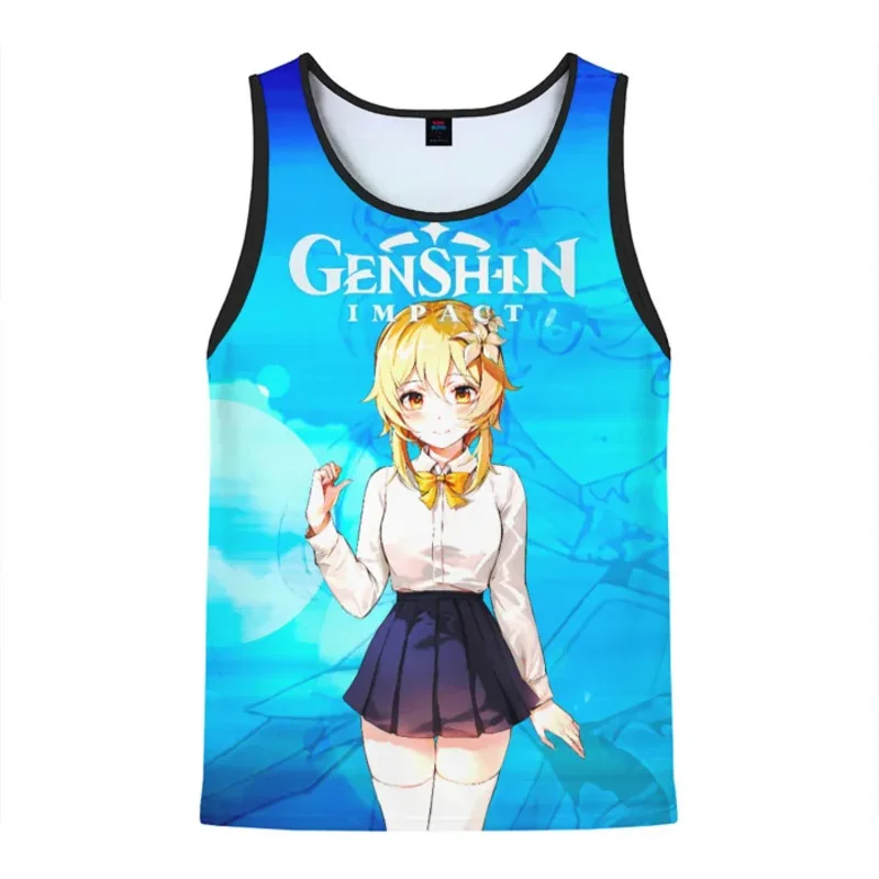 El más nuevo juego popular Genshin Impact Deona camisetas sin mangas con estampado 3D para hombres/mujeres chalecos sin mangas para hombres Top de playa ropa de gimnasio de gran tamaño de verano