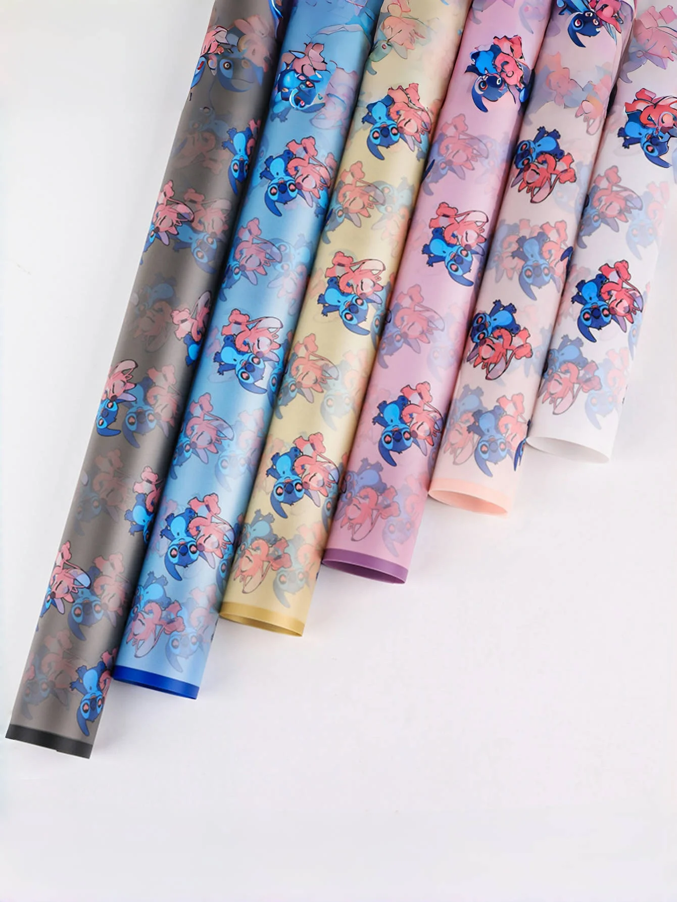 20 قطعة من ورق تغليف الكرتون الغرزة والملاك تصميم أزرق وردي لامع مثالي لتغليف الهدايا الاحتفالية لزينة الزهور #3