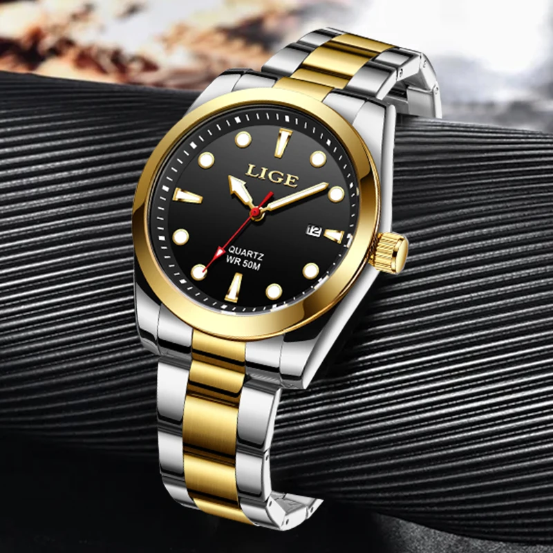 LIGE Business Waterproof Watch Men Fashion Military Sports Men's Quartz Wristwatches Top Brand Luxury Chronograph Montre Homme