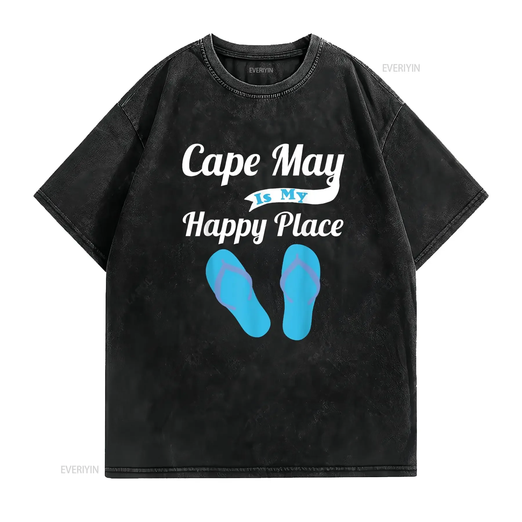 Funny Beach Vacation T Shirt Cape May Is My Happy Place vintage Washed Stretched Soft Slightly Comfortable Versatile Stylish