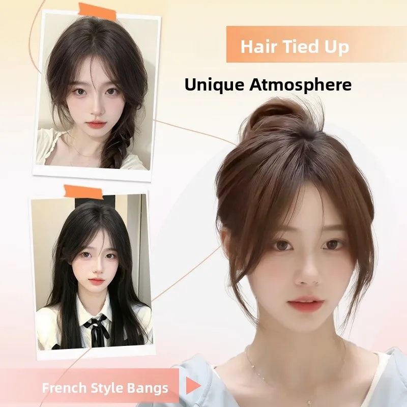 شعر مستعار نسائي، غرة صناعية طبيعية لزيادة كثافة الشعر وتغطية الشعر الأبيض، غرة صناعية منفوشة #5