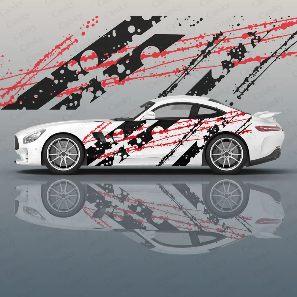 

Irregular lines design graphics Car Decal Protective Film Vinyl Itacar Racing Side Graphics Wrap Spray Paint auto Stickers Film