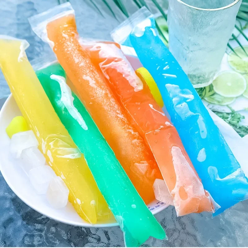 Disposable Ice Popsicle Bags Transparent DIY Ice Cream Pop Fruit Juice Smoothies Yogurt Mold Bag with Funnel Ice Lolly Bag Mould