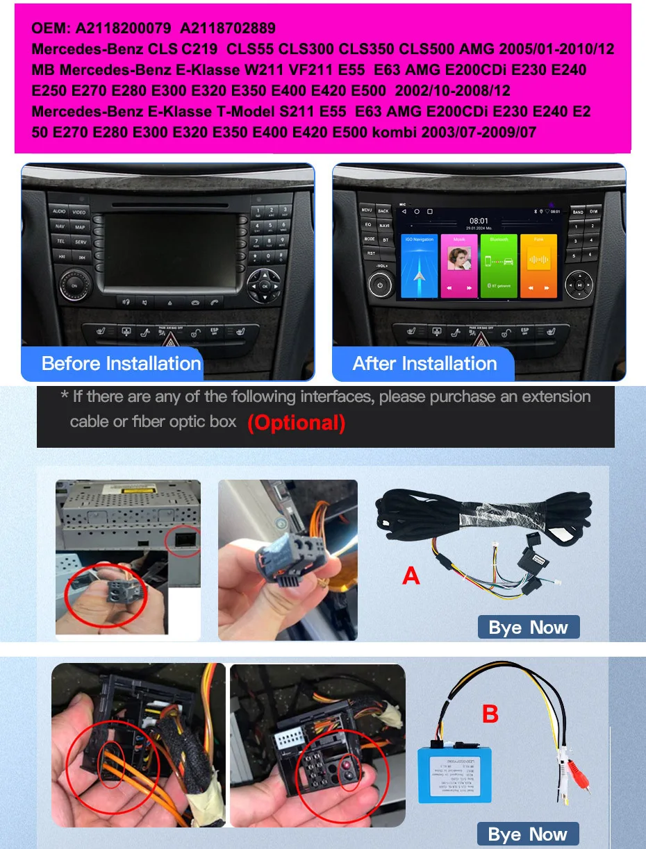 Android Car radio Carpaly GPS Navigation HD reverse camera For Mercedes-Benz CLS C219 S211 W211 W219 E55 E63 CLS55 CLS300 E230