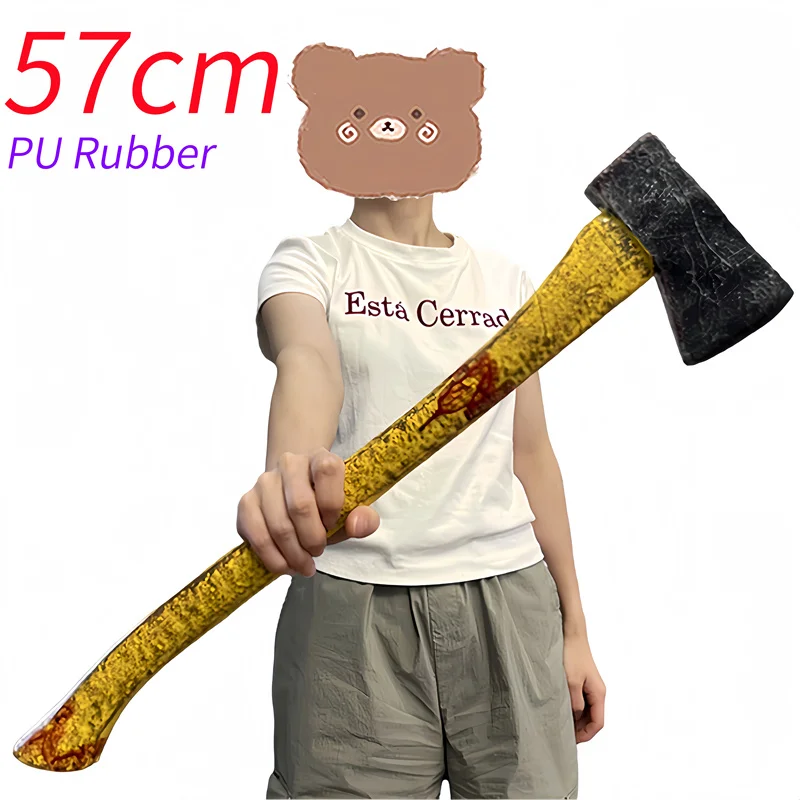 Halloween aterrador Cosplay perla matando ejes armas teñidas de sangre 1:1 Prop mango largo hacha de registro seguridad PU goma regalo