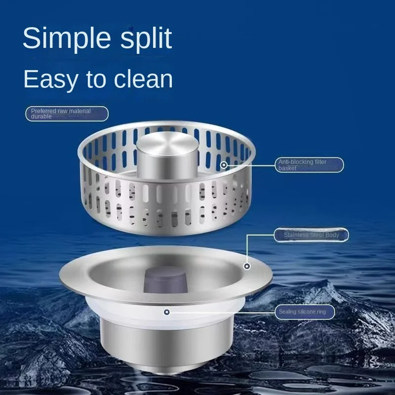 ABS material kitchen sink filter pressed bouncing core sink universal washing basin leakage plug