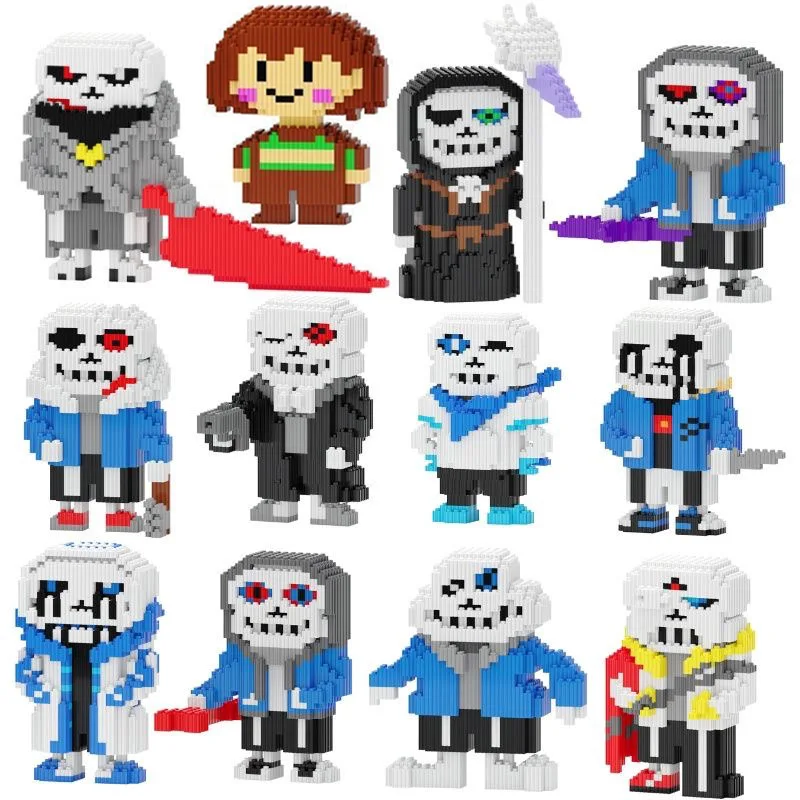 

Undertale Building Blocks Skeleton Chara Frisk Sans Papyrus Monster ABS Bricks Doll Magic DIY Blocks Toys Xmas Birthday Gifts
