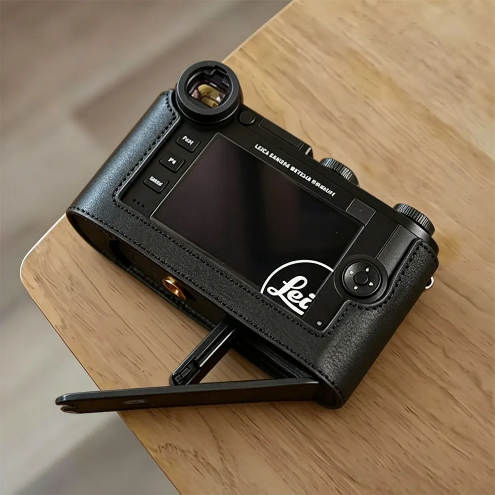 Genuine Cowbile Leather Camera Case Bag Handmade Half Body Bottom Cover For Leica CL