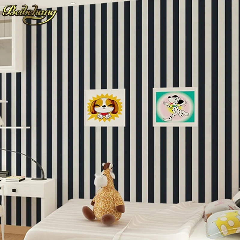 beibehang papel de parede 3d Wallpaper Black White Stripe Bistro Kitchen Cafe Chic Classic Modern Retro Wall Paper wall paper