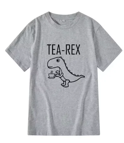 Summer Casual Men's T-shirt Top Quality Cotton Cool Funny Dinosaur Design Printing O-neck for Men T-shirt Moisture Wicking Soft.