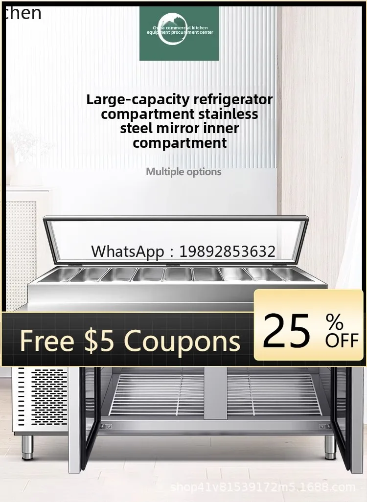 

Станция для начинки пиццы с морозильной камерой, салат, десерт, холодильный операционный стол