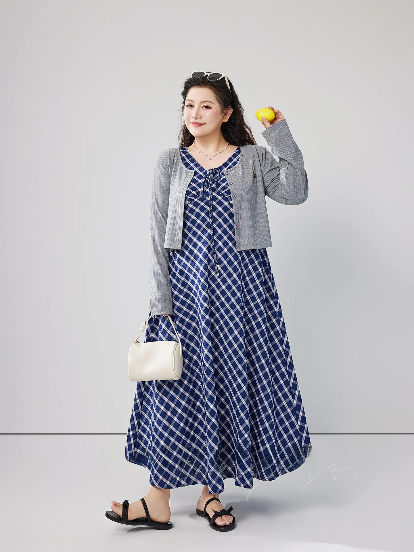 

Sweet Sle plus Size Knitted Cardigan And Dr Set Faionable Slimming Spring Collection for Women Casual ape