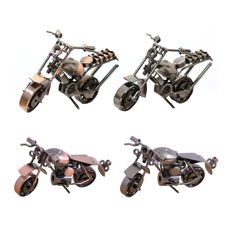 Retro wrought iron motorcycle model creative metal art sculpture toy gift collection bar scene decoration desktop decoration