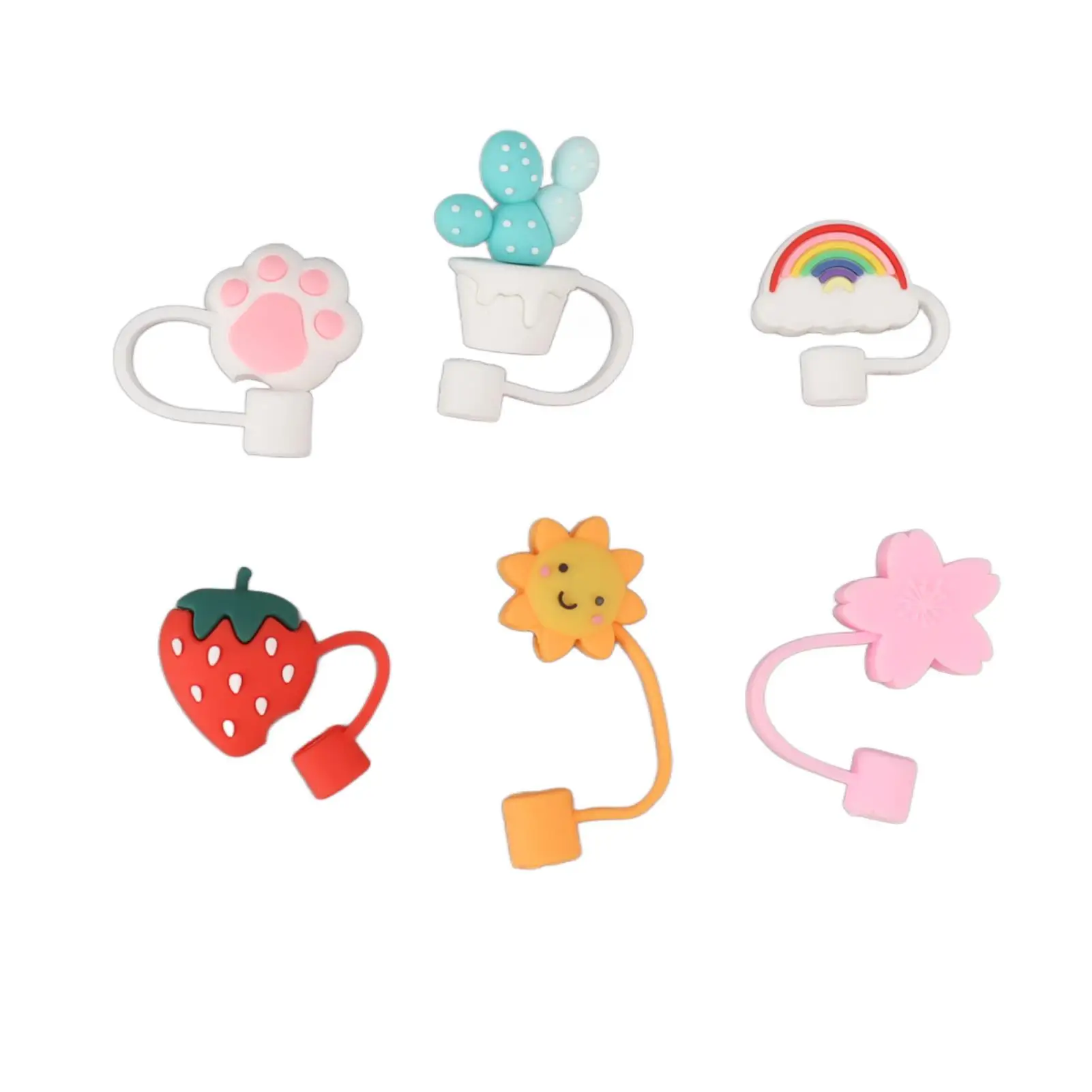 

Cartoon Silicone Straw Toppers - Reusable Sealed Covers for Party Fun!