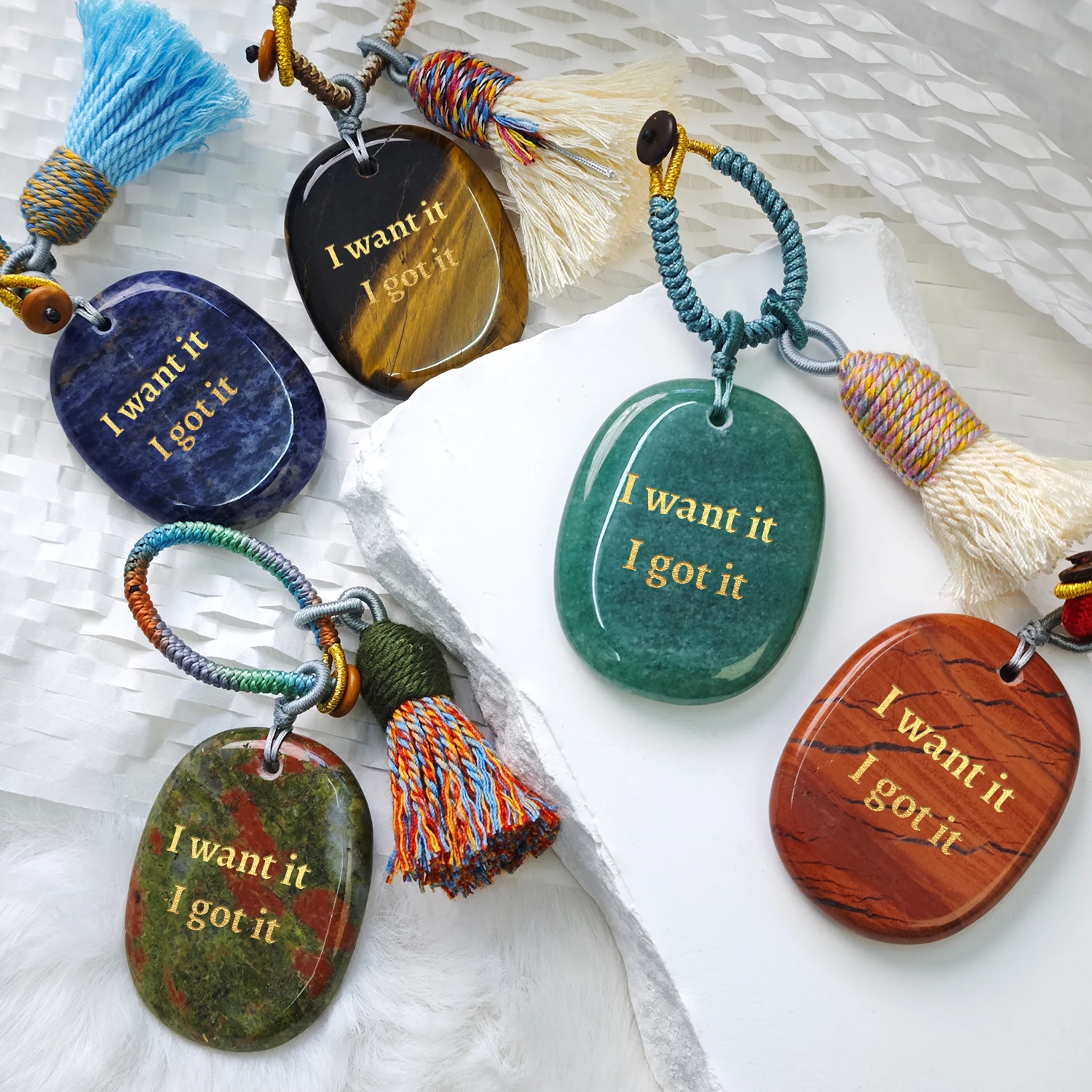 Pendentif ovale gravé en cristal naturel, pierre de palmier en agate, porte-clés, breloque pour voiture ou sac, outil de mise en terre, d'énergie positive, de zen et de pleine conscience