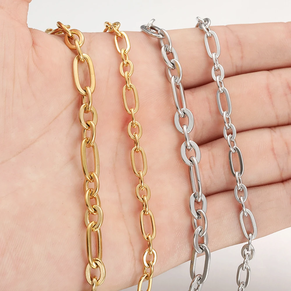 1Meter Stainless Steel 3:1 Flatten Cross Chain Hip Hop Punk Necklace for DIY Jewelry Making Supplies Accessories