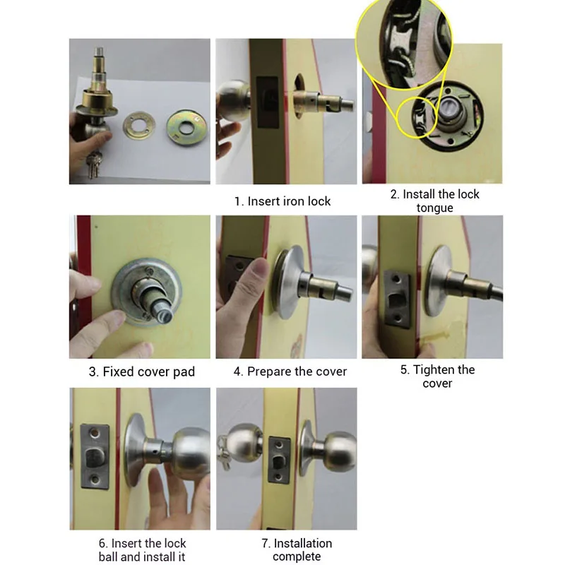 ZEXEF Stainless Steel Round Door Knobs Rotation Lock Knobset Handle Metal Door Knob With Key For Bedrooms Living Rooms Bathrooms
