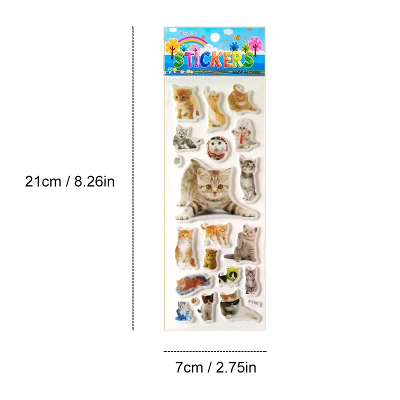 6/12 Sheets Lifelike Kitten Puppy 3D Stickers, Embossed Pet Bubble Stickers for Notebook Pad Laptop Water Bottle Decoration GYH