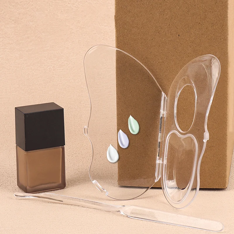 

Transparent Butterfly Acrylic Sealed Makeup Palette Clear Nail Eyelash Extension Glue Plates Gel Mixing Spatula Eyeshadow Board