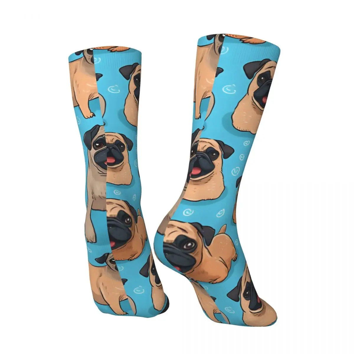 Vintage Pug padrão compressão meias masculino, Unisex Harajuku sem costura impresso novidade tripulação Sock