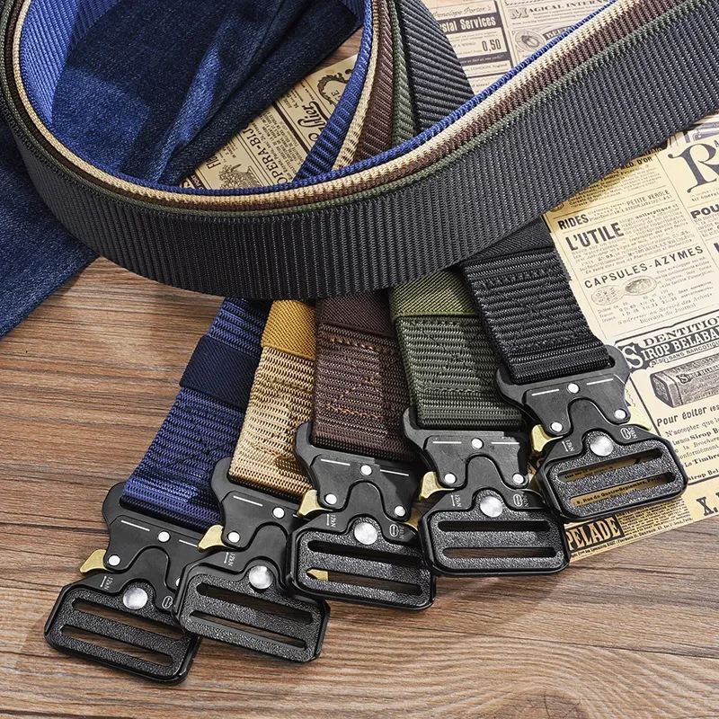 Cinturón táctico de nailon suave para hombre, cinturón multifunción militar de alta calidad para exteriores, accesorios deportivos