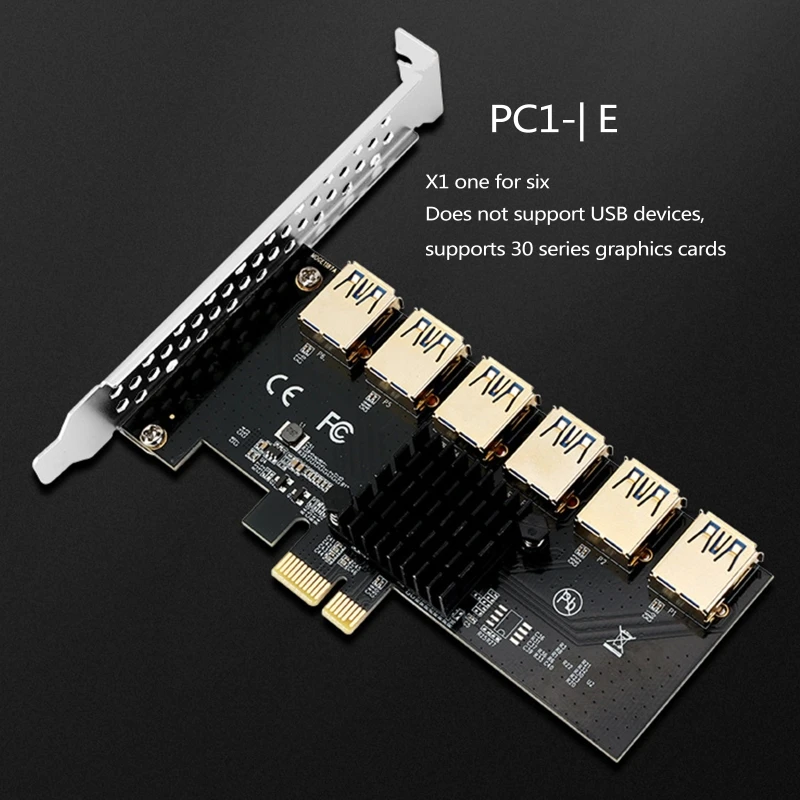 PCIe to PCIe Adapter PCI-Express 1x to 16x 1 to 6 USB Mining Card PCI-E Gold-plated Adapter Card